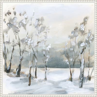 Snowy Winter Trees by Katrina Pete (22 x 22 in.), Framed Canvas Wall Art Print - Sylvie Beaded White