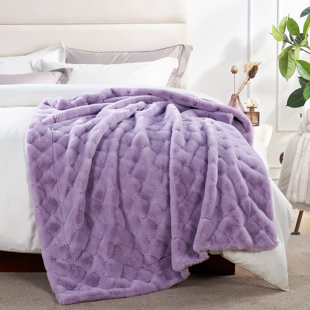 Christmas jacquard imitativerabbit fauxfur throw 50"x60"