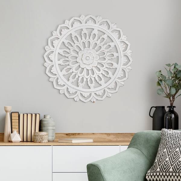 Shop American Art Decor Floral Mandala Wall Medallion White 24