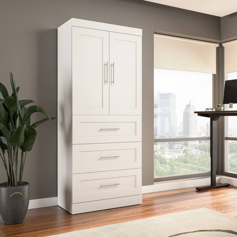 Pur 36W Wardrobe with Drawers by Bestar - White