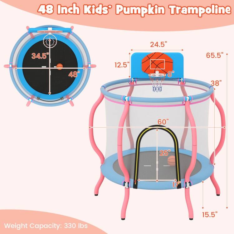 Kids Trampoline Indoor & Outdoor Pumpkin Trampoline-Pink - Multi