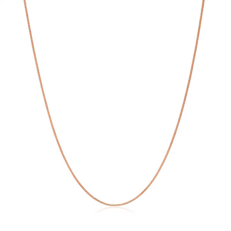 MayaMila 14k Solid Rose Gold Classic Box Chain Necklace 0.4mm