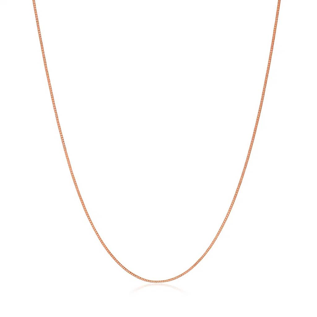 MayaMila 14k Solid Rose Gold Classic Box Chain Necklace 0.4mm