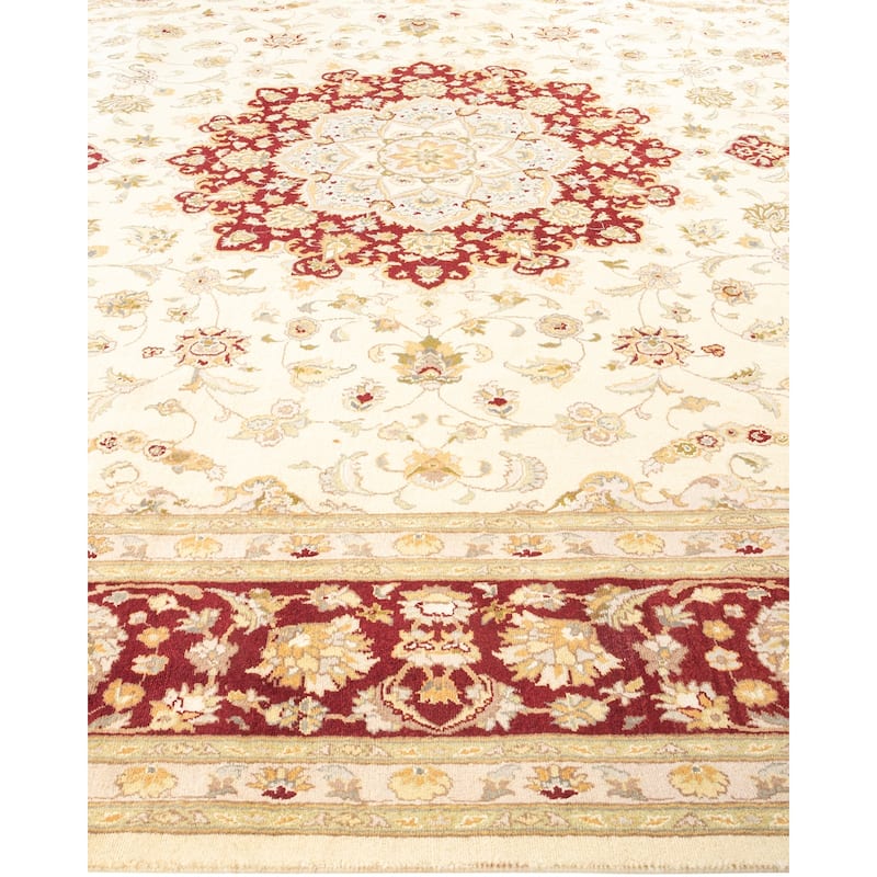 Overton Hand Knotted Wool Vintage Inspired Traditional Mogul Ivory Area Rug - 9 x 12