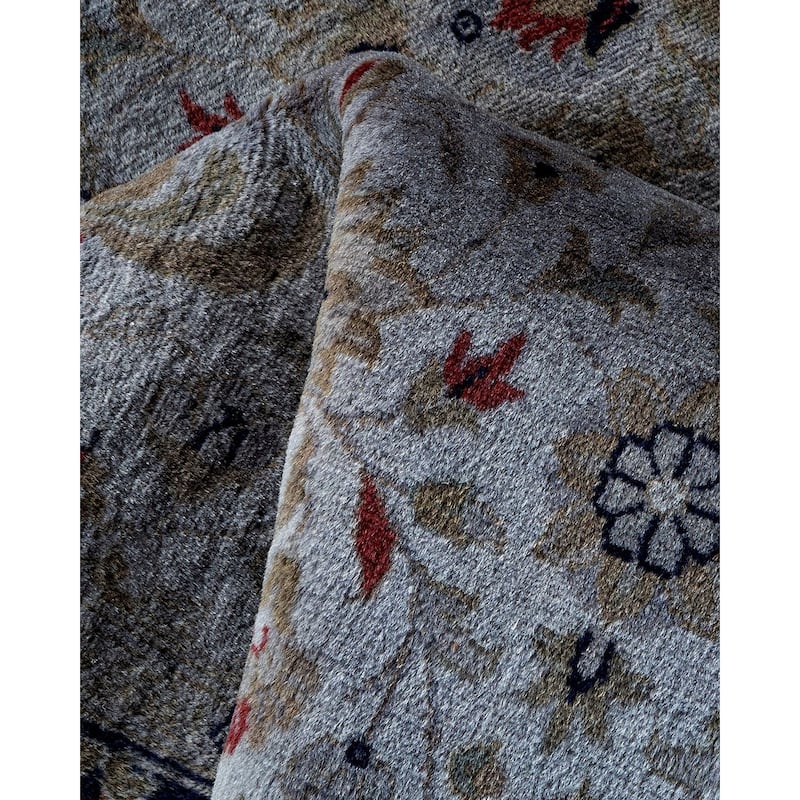 Overton Hand Knotted Wool Vintage Inspired Modern Contemporary Overdyed Gray Area Rug - 3' 1" x 5' 5"