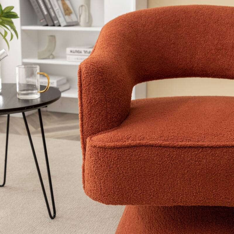 SEYNAR Modern Glam Open Back Velvet Upholstered Round Swivel Accent Arm Barrel Chair for Living Room