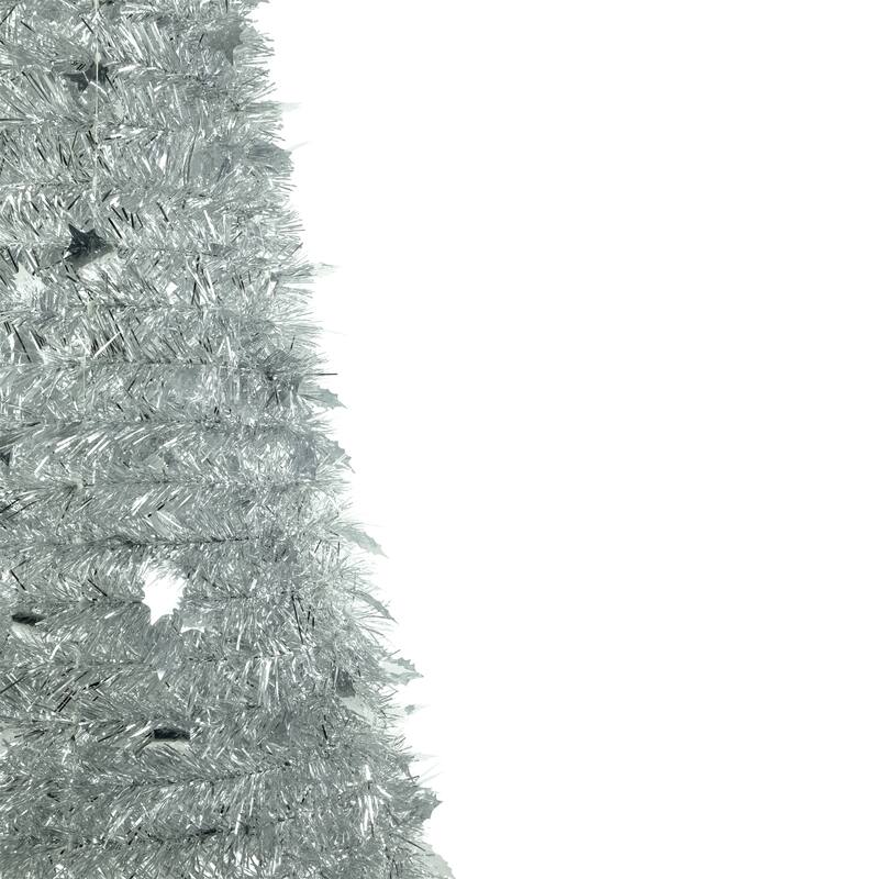 4' Silver Tinsel Pop-Up Artificial Christmas Tree, Unlit - 4 Foot