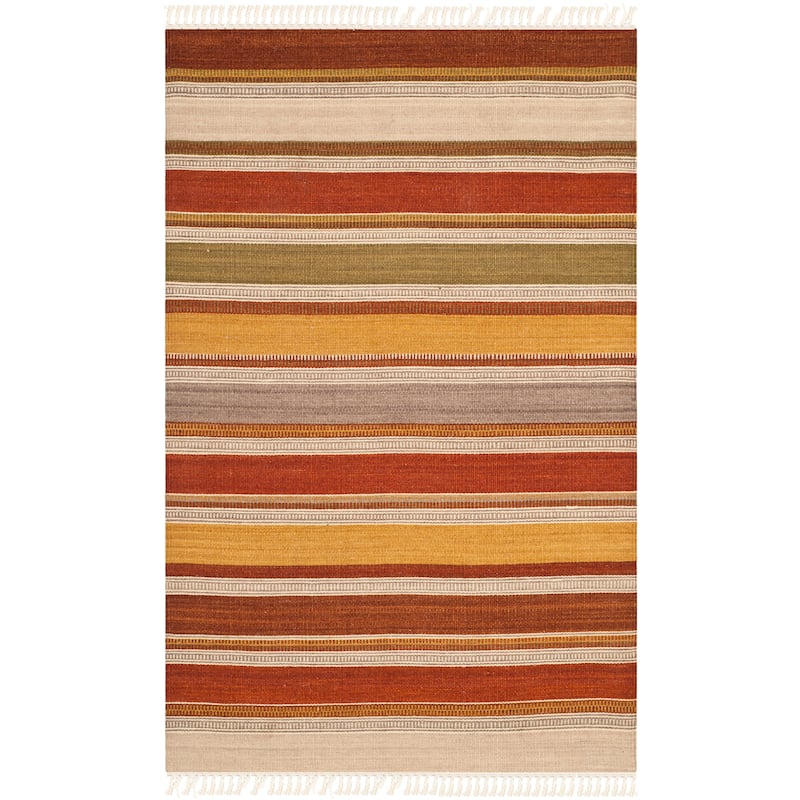 SAFAVIEH Handmade Striped Kilim Malia Stripe Wool Rug - 2'6" x 4' - Multi