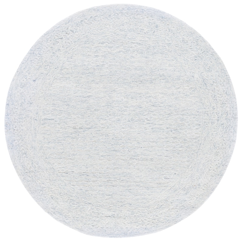 SAFAVIEH Handmade Pine Emoke Modern & Contemporary Wool Rug - 6' Round - Light Blue/Ivory