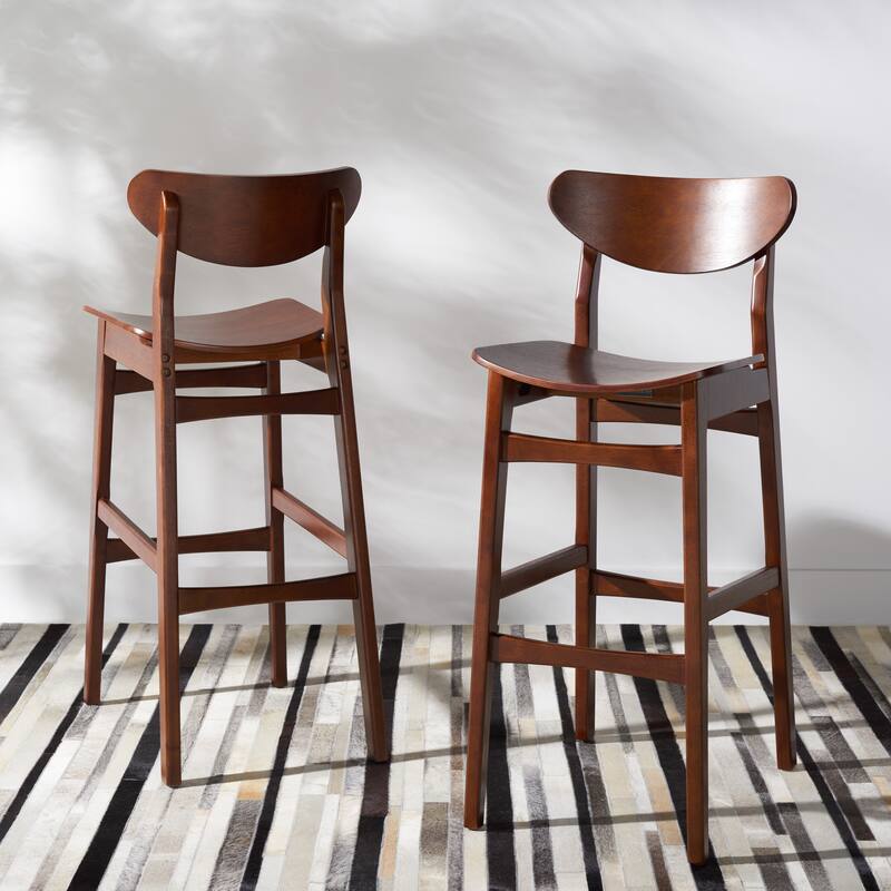 SAFAVIEH Petra Bar Stool - 17" W x 23" D x 42" H - 17Wx23Dx42H - Walnut