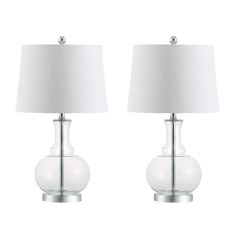 Edward 25" Glass LED Table Lamp, Mercury Silver/Brass Gold (Set of 2) by JONATHAN Y