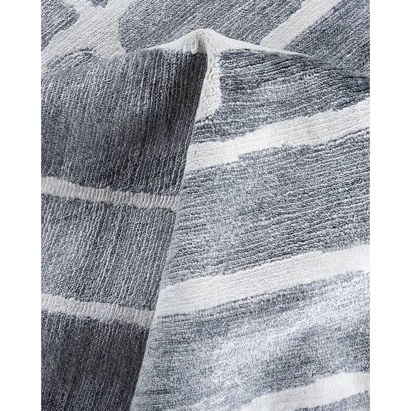 Modern One-of-a-Kind Hand-Knotted Area Rug - Gray, 9' 0" x 11' 10" - 9' 0" x 11' 10"