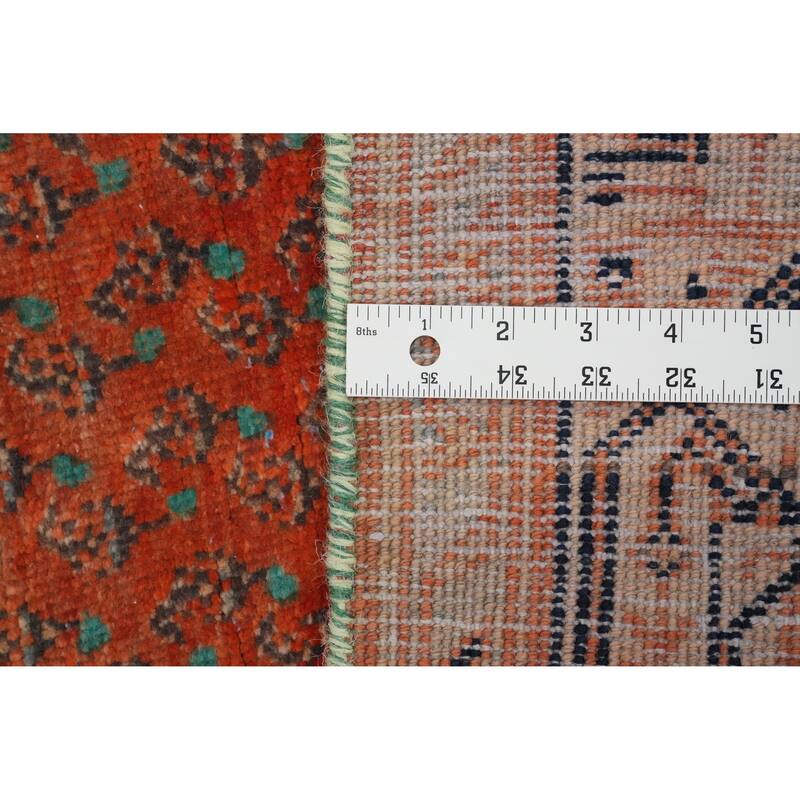 Hand Knotted Oriental 100% Wool Carpet Traditional All-Over Oranges & Rust Botemir Runner Rug - 10' 4'' X 3' 5''