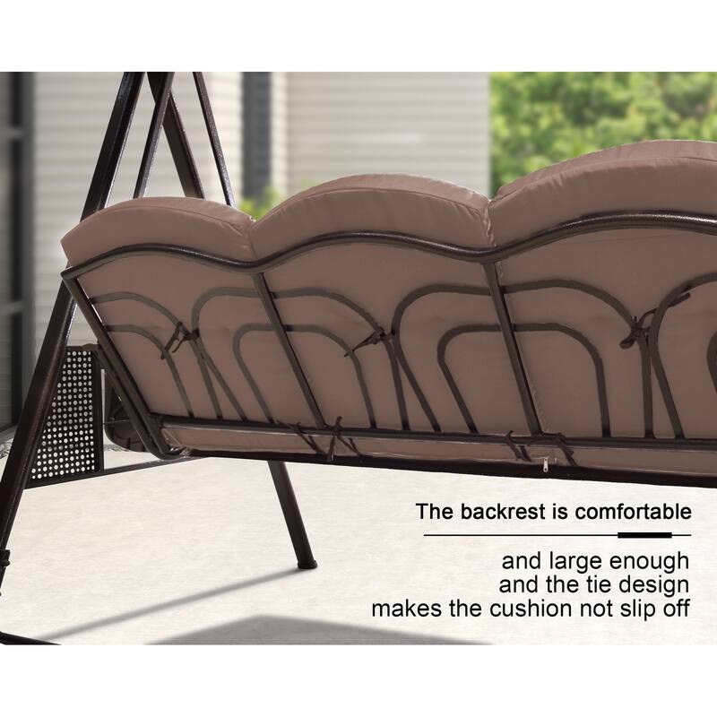 PURPLE LEAF Deluxe Outdoor Patio Porch Swing with Weather Resistant Steel Frame, Cushions and Pillow Included