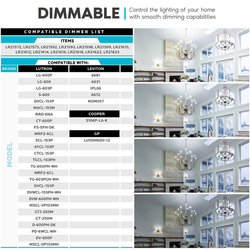 Luxrite Candelabra LED Light Bulbs 100W Equivalent 800 Lumens 7W B11 Dimmable Damp Rated UL Listed E12 24 Pack