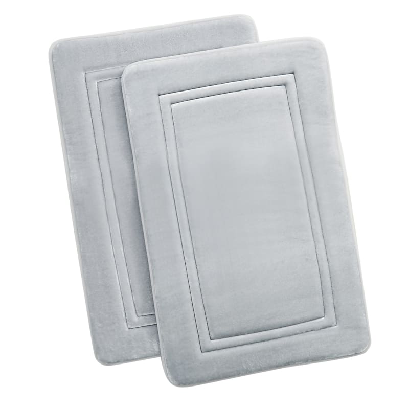 Truly Calm Antimicrobial 2 Pack Memory Foam Bath Rug - 17x24 Set - Light Grey