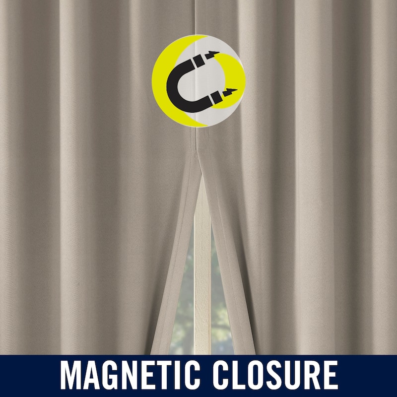 Sun Zero Sheridan Dual-Sided Magnetic Closure Total Blackout Grommet 2-Piece Curtain Panel Pair