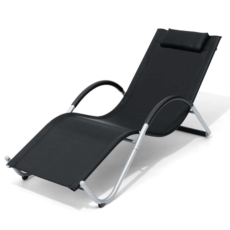 Outdoor Patio Lounger Chaise Lounges Curved Sunbathing Pool Recliner Chair