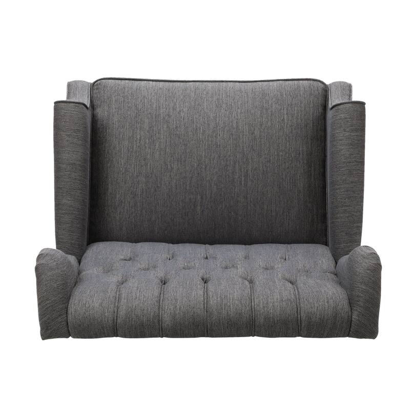 Wingback Lounge Sofa Chair, Tufted Push-Back Recliner with Nailhead Trim & Rolled Arms, Retro Living Room Chair with Wood Legs