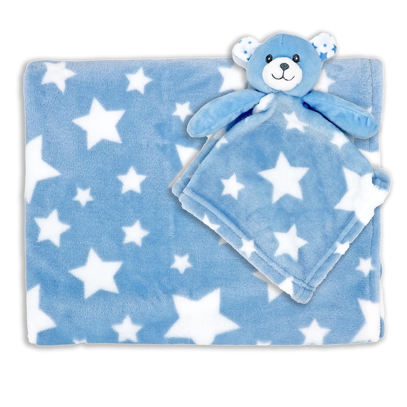Baby Soothing Nunu & Matching Blanket - Blue/White