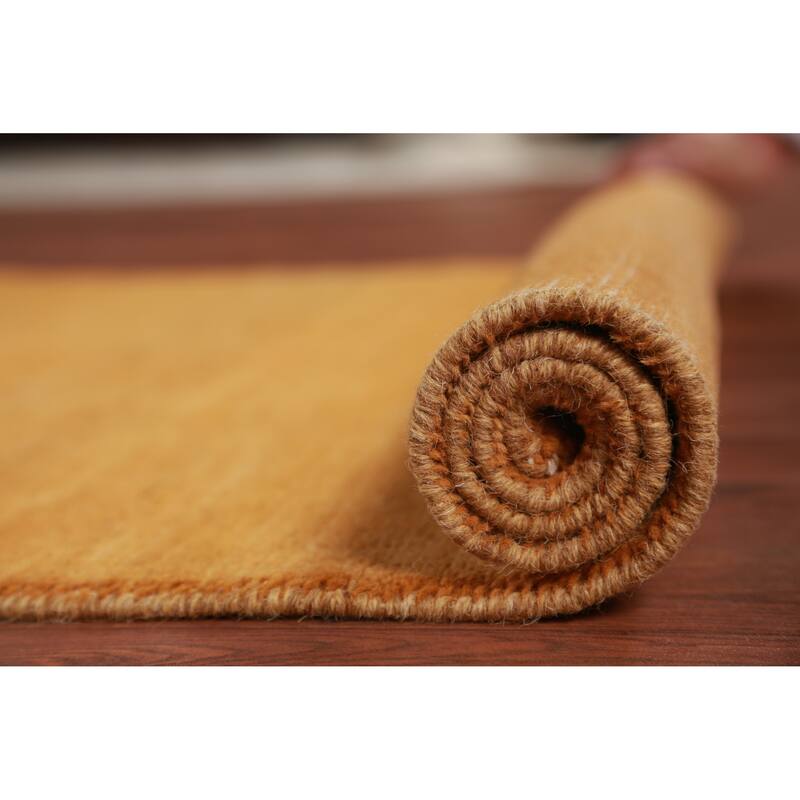 Yellow Rust Gabbeh Modern Rug Handmade Wool Carpet - 2'9" x 3'10"