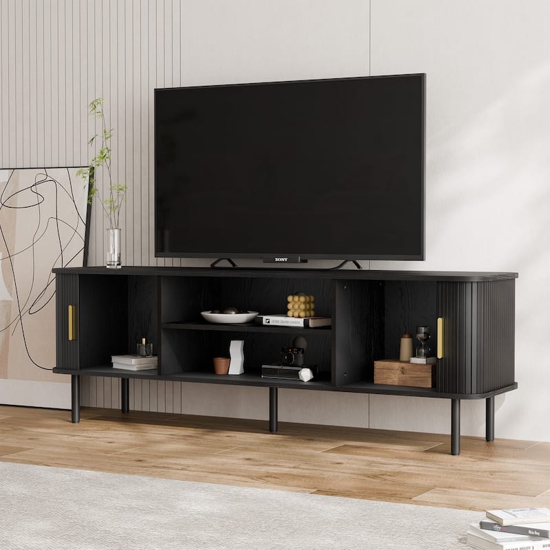 Tambour TV Stand Media Console for TVs Up to 55" - 60 inches in width - Black