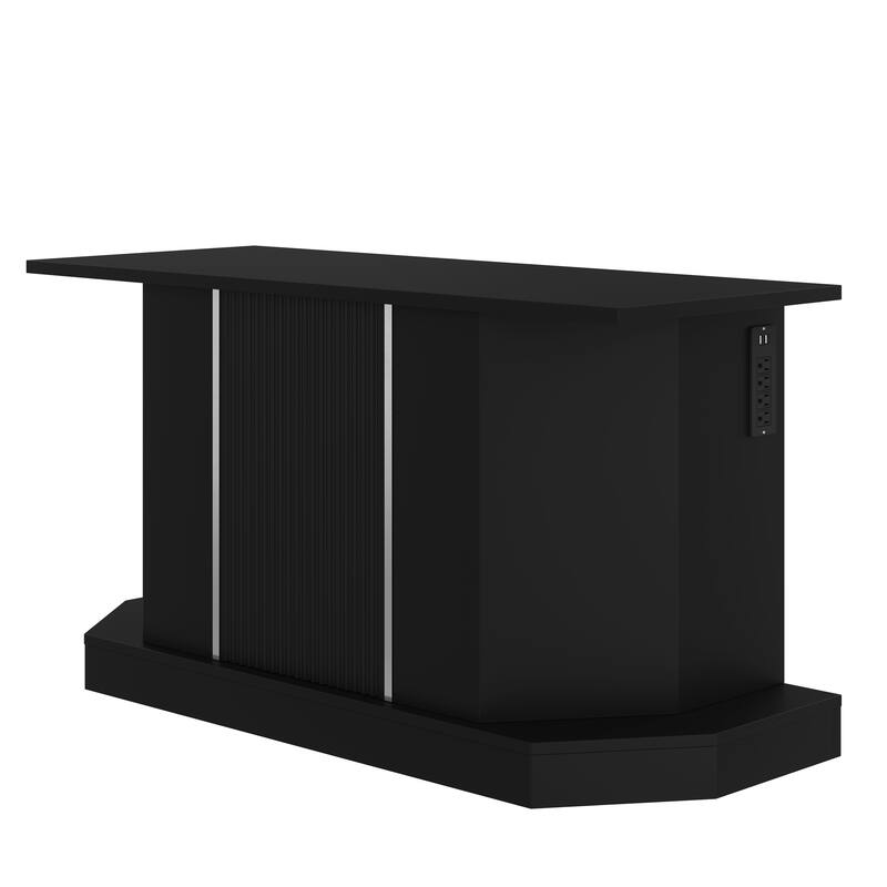 Rossetta Moisture-Resistant Finish ish Tank Stand with Built-in Charging Station, Cabinet Storage