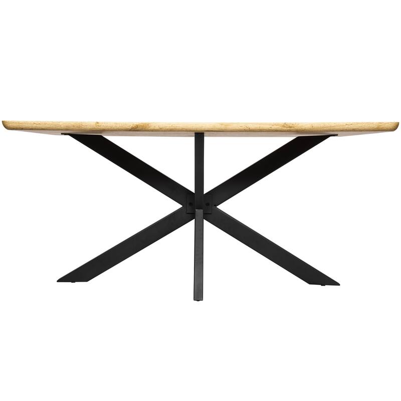 Ravenna Modern 63" Rectangular Dining Table with Solid Wood Top & X-Shape Metal Legs for Home Kitchen Dining Room
