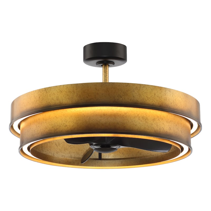 Perimost 31.5" Rustic 3-Blade Fandelier Dimmable Ceiling Fan with Light and Remote