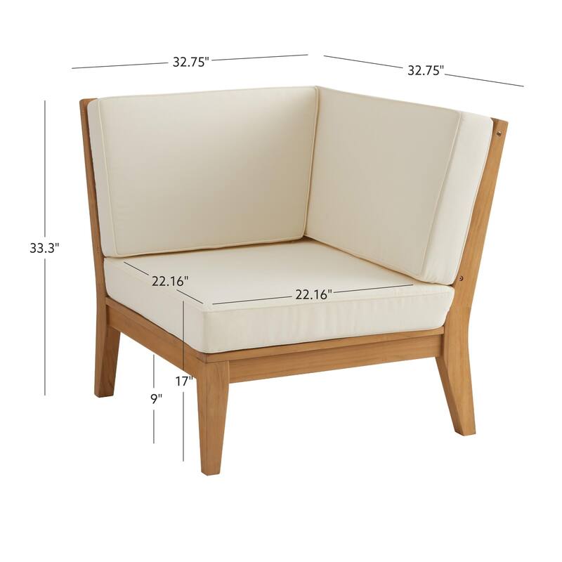 Searle Outdoor Natural Solid Teak Corner Chair