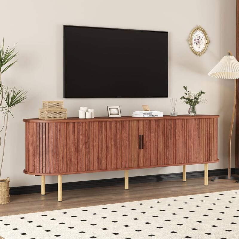 70.1" TV Stand Media Console Table for Living Room, Bedroom TVs Up to 80 Inches - N/A - Brown
