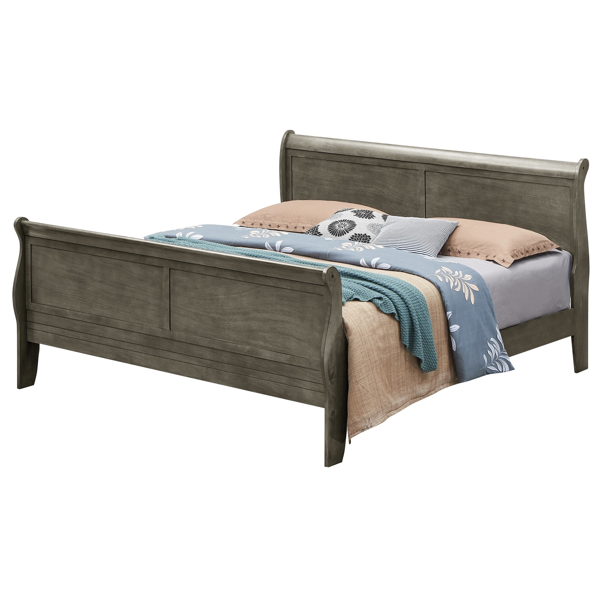Wooden Sleigh Queen Platform Bed - 84
