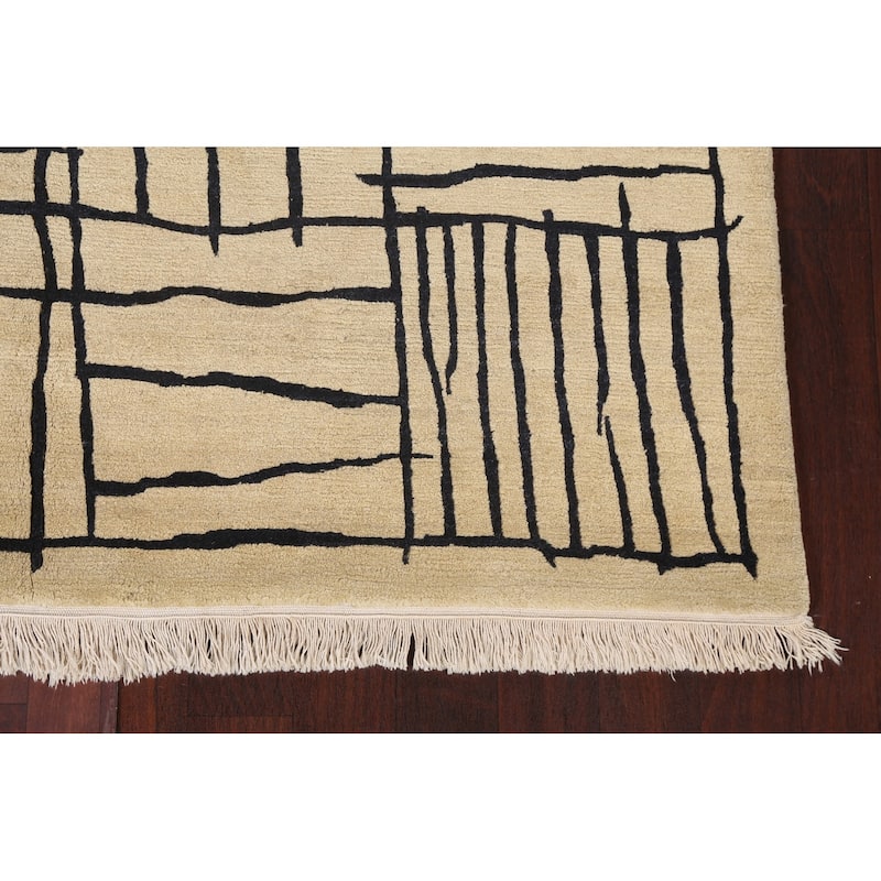 Vegetable Dye Abstract Nepalese Oriental Area Rug Wool Hand-knotted - 6'2" x 9'4"