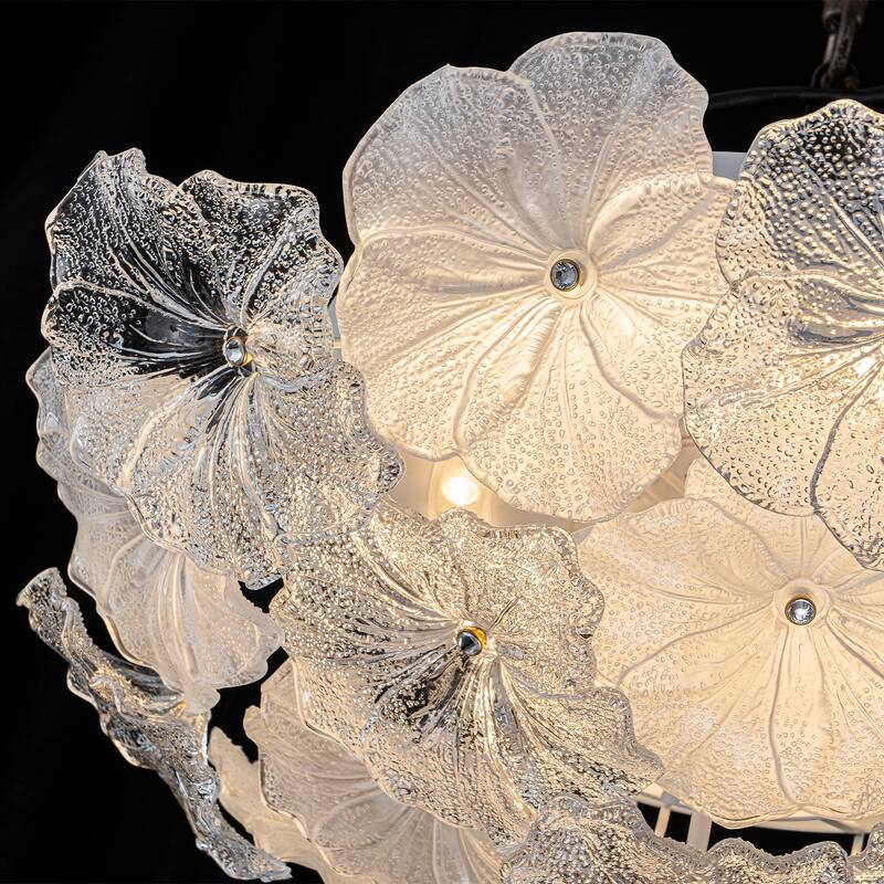 LED Flush Mount Ceiling Light with Clear and Frosted Glass Petal Design