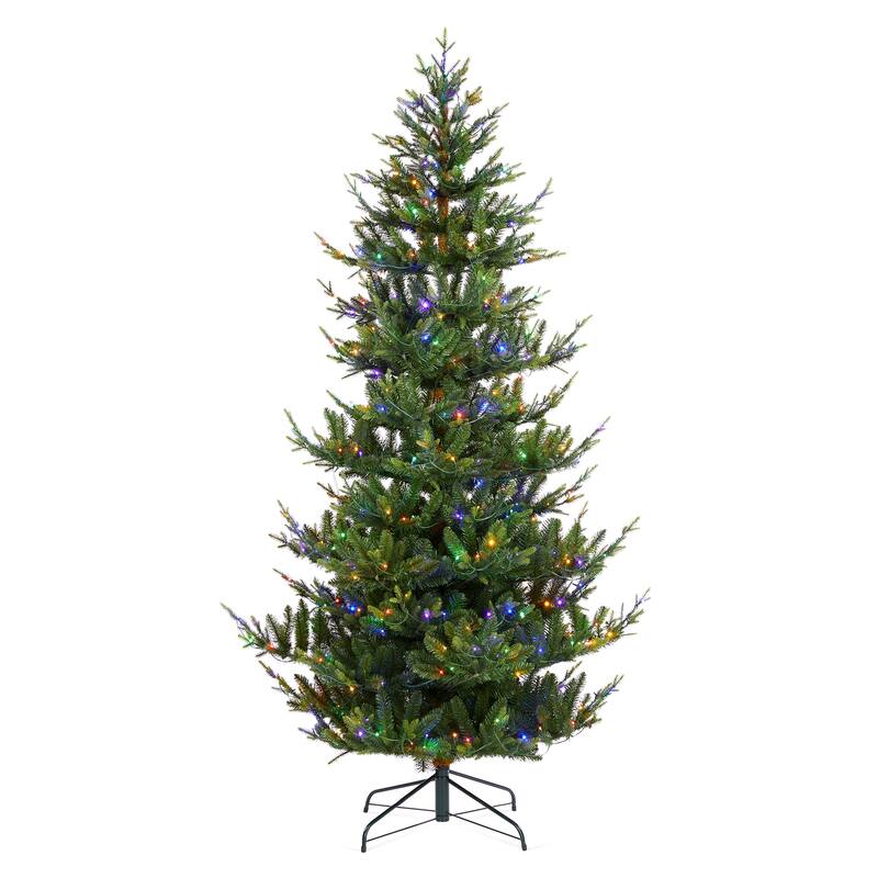 Glitzhome 6FT/7FT Multi-color Lighted Fir Christmas Tree with Remote Controller