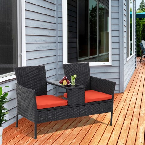 Tappio Outdoor Conversation Set Rattan Loveseat Sofa Seat