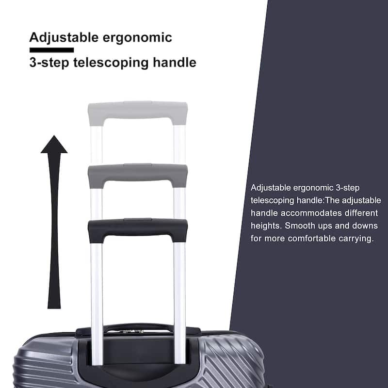 3 Piece Luggage Sets PC+ABS Lightweight Suitcase with Two Hooks, Spinner Wheels, (20/24/28)