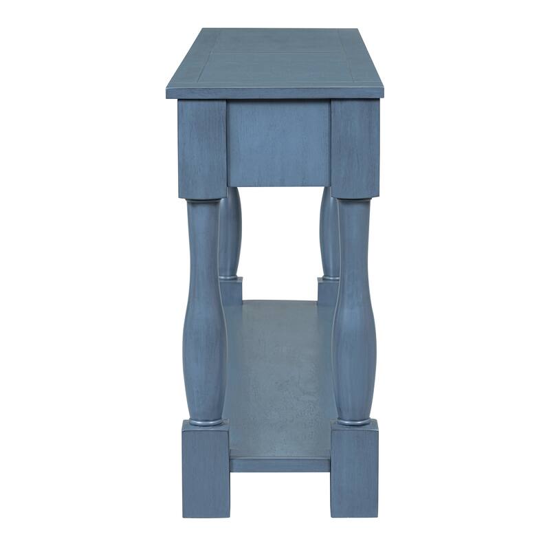Long Console Table with Drawers and Shelf