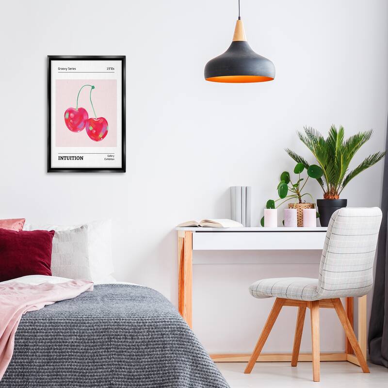 Stupell Intuition Phrase Cherries Framed Floater Canvas Wall Art Design By LSR Design Studio