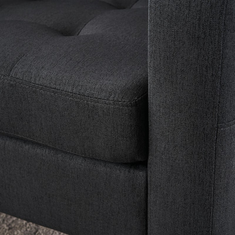 Upholstered Armchair and Storage Ottoman Set with Cup Holders and Tufted Detailing