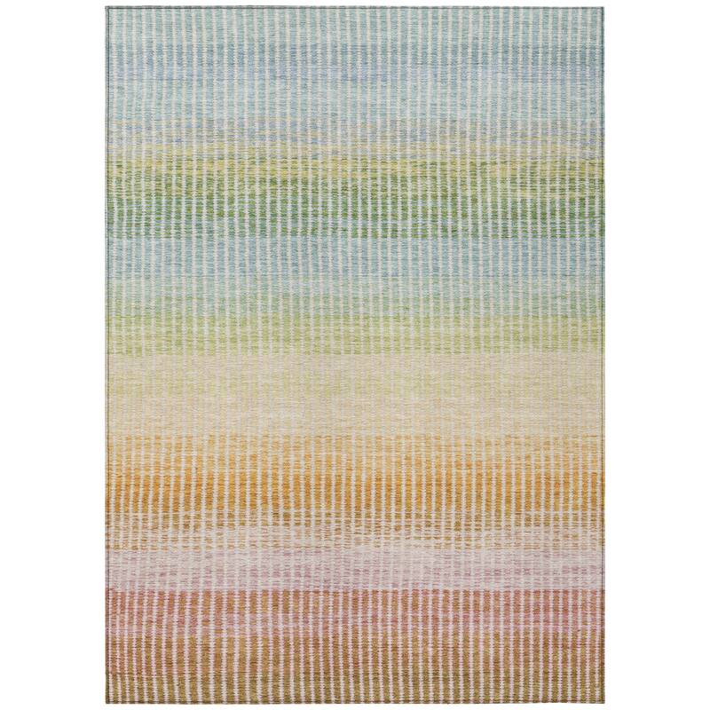 Machine Washable Indoor/ Outdoor Contemporary Stripes Chantille Rug