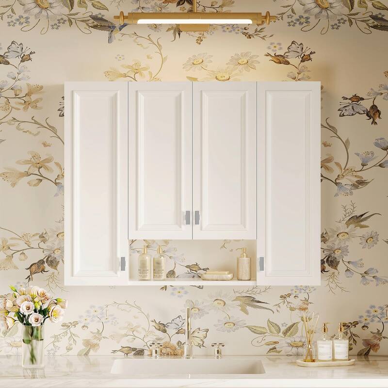 Modern Bathroom Cabinet with 5 Adjustable Shelves, Wall-Mounted Medicine Cabinet