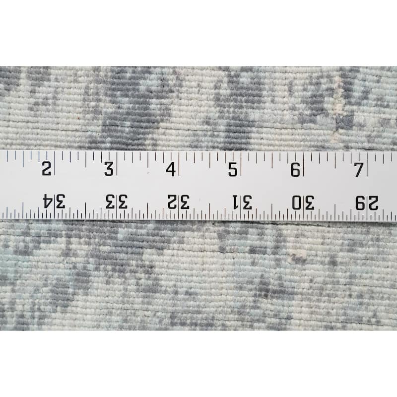 Hand Knotted Oriental Viscose Silk Carpet Modern Floral Greys & Charcoal Abstract Area Rug - 6' 11'' X 5' 6''