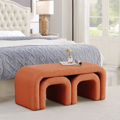 Set of 3 U-Shaped Modern Bench Teddy Ottoman