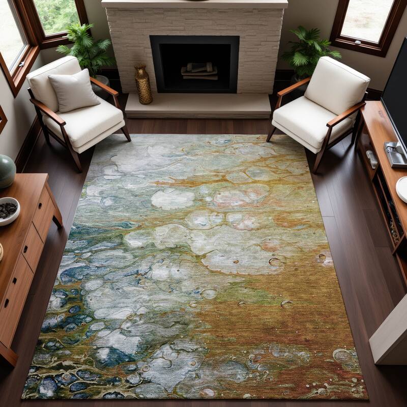 Premium Washable Super Soft Abstract Modern Mayfield Rug - Paprika - 2'6" x 3'10"