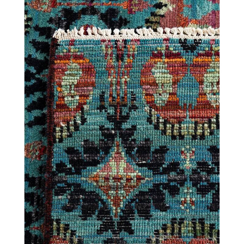 Modern One-of-a-Kind Handmade Area Rug - Black, 9' 2" x 12' 5" - 9' 2" x 12' 5"