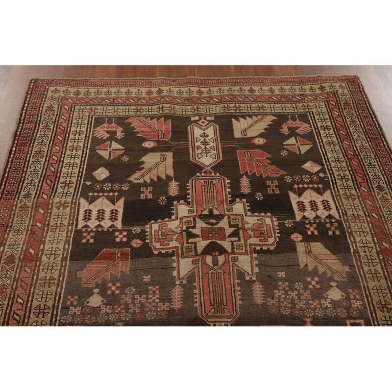 Meshkin Persian Vintage Runner Rug Handmade Wool Carpet - 4'3" x 9'5"