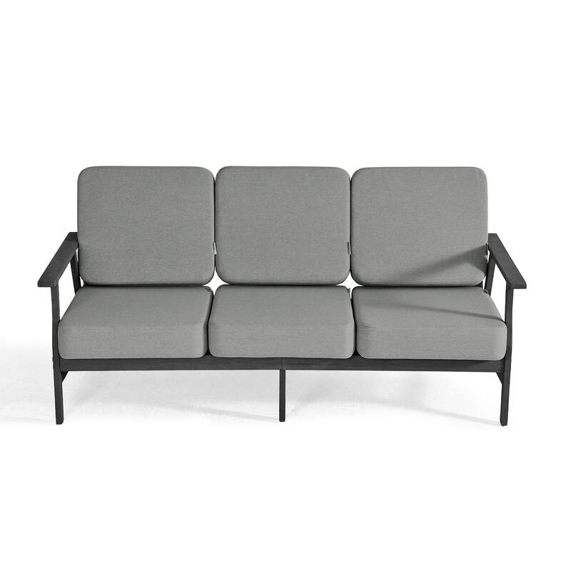 Casual Wood Cushioned 5-Piece Outdoor Patio Conversation Set