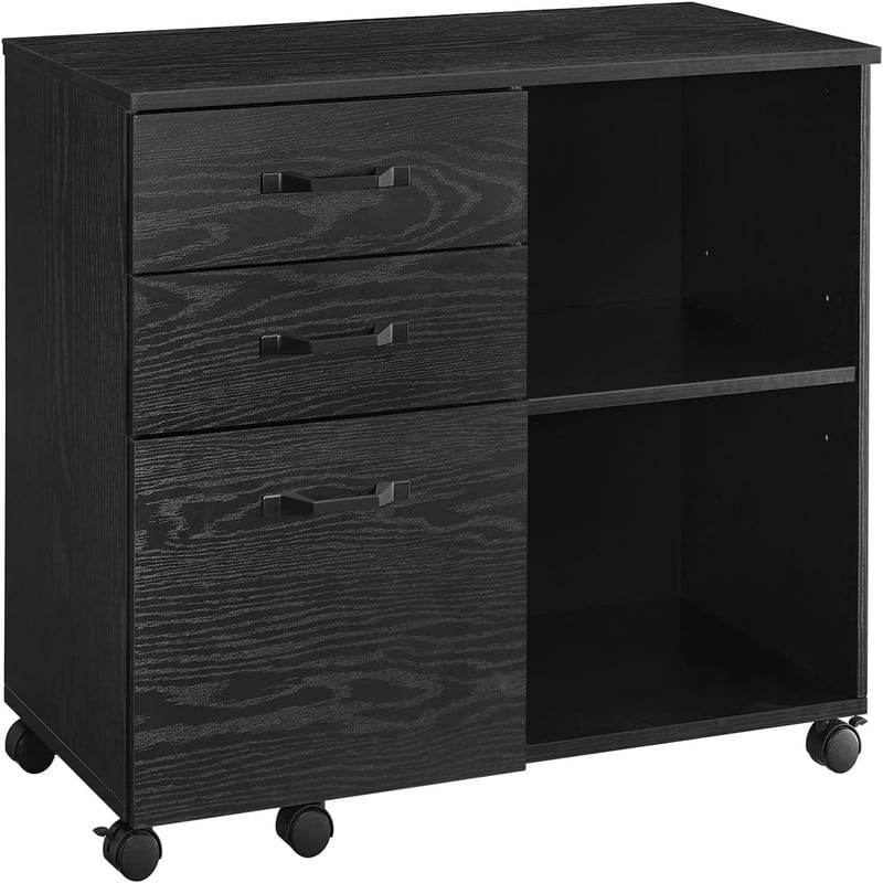 3 Drawers and Open Storage Shelves - 15.7"D x 31.5"W x 26"H