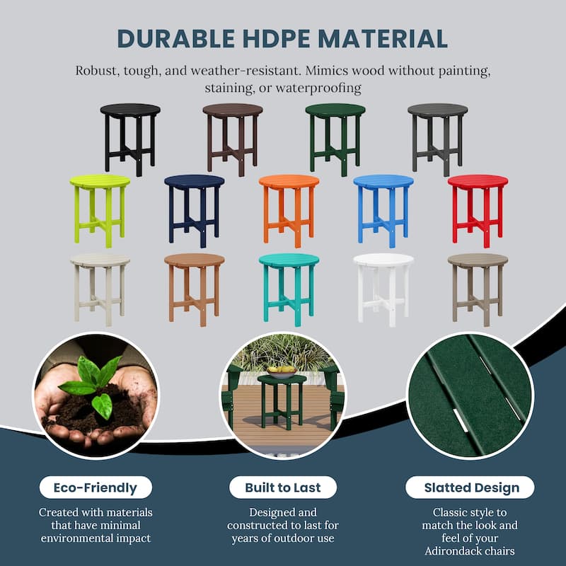 Polytrends Altura Eco-friendly All Weather Round 18" Side Table